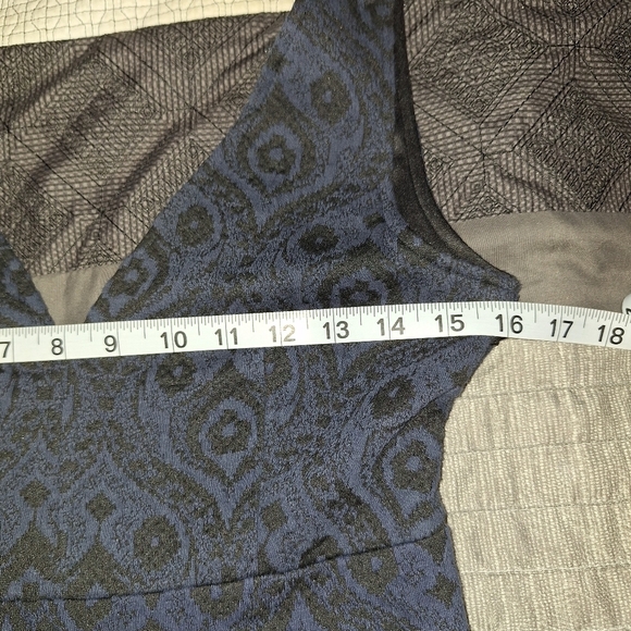 Hazel Black Blue Textured Plunge V-Neck Fit & Flare Dress Size Small - Picture 11 of 13